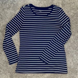 Navy and White Stripe Long Sleeve Tee